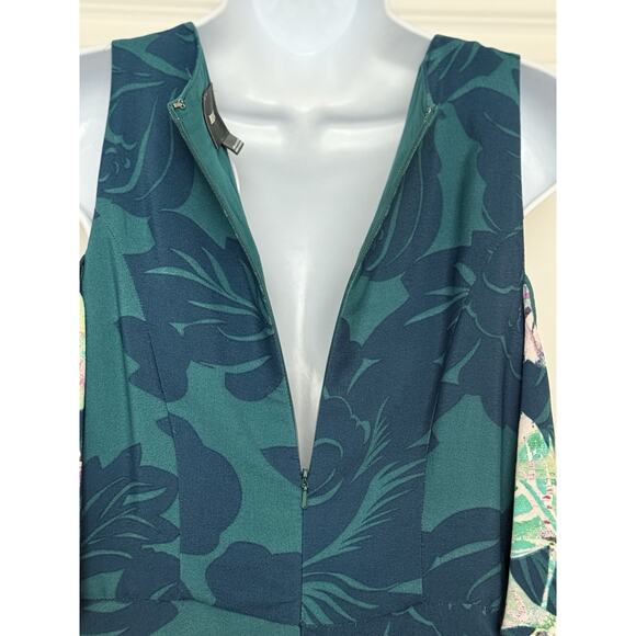 NWT Anthropologie MAEVE Elia Open Shoulder Turquoise Teal Blue Floral Dress Sz 8 - Picture 11 of 16